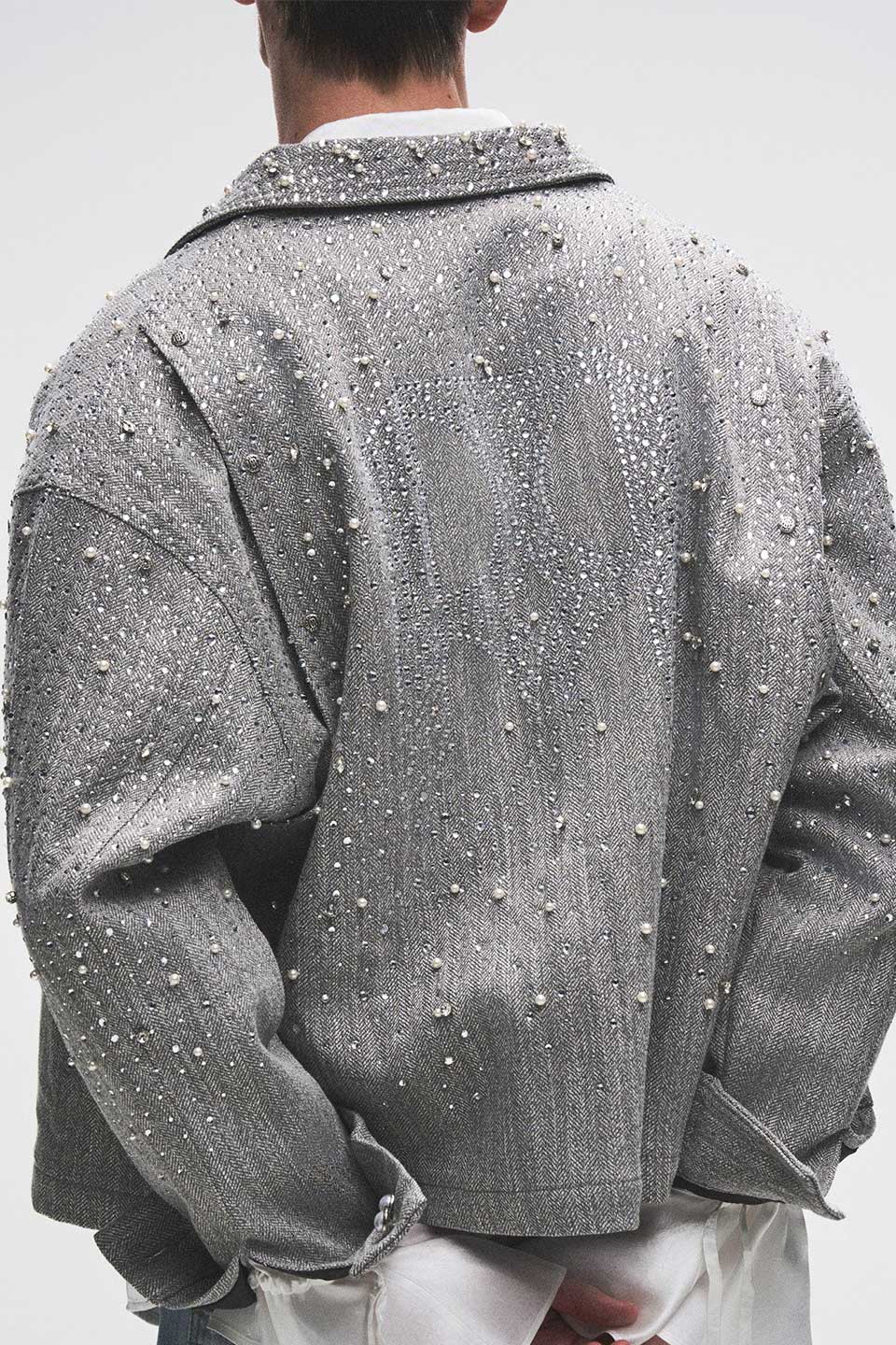 Rhinestone Zipper Jacket