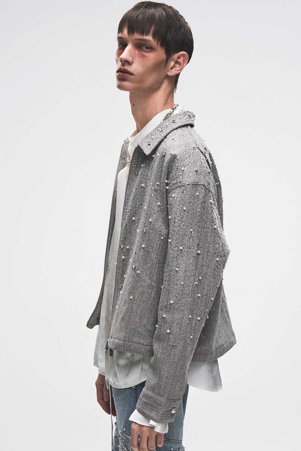 Rhinestone Zipper Jacket