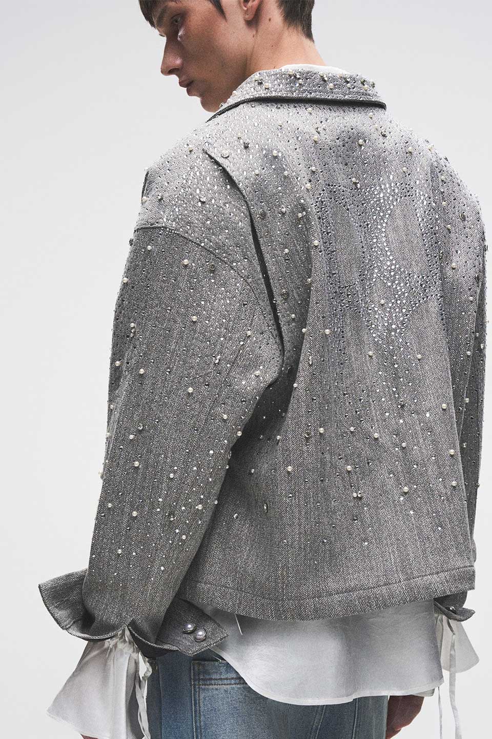 Rhinestone Zipper Jacket