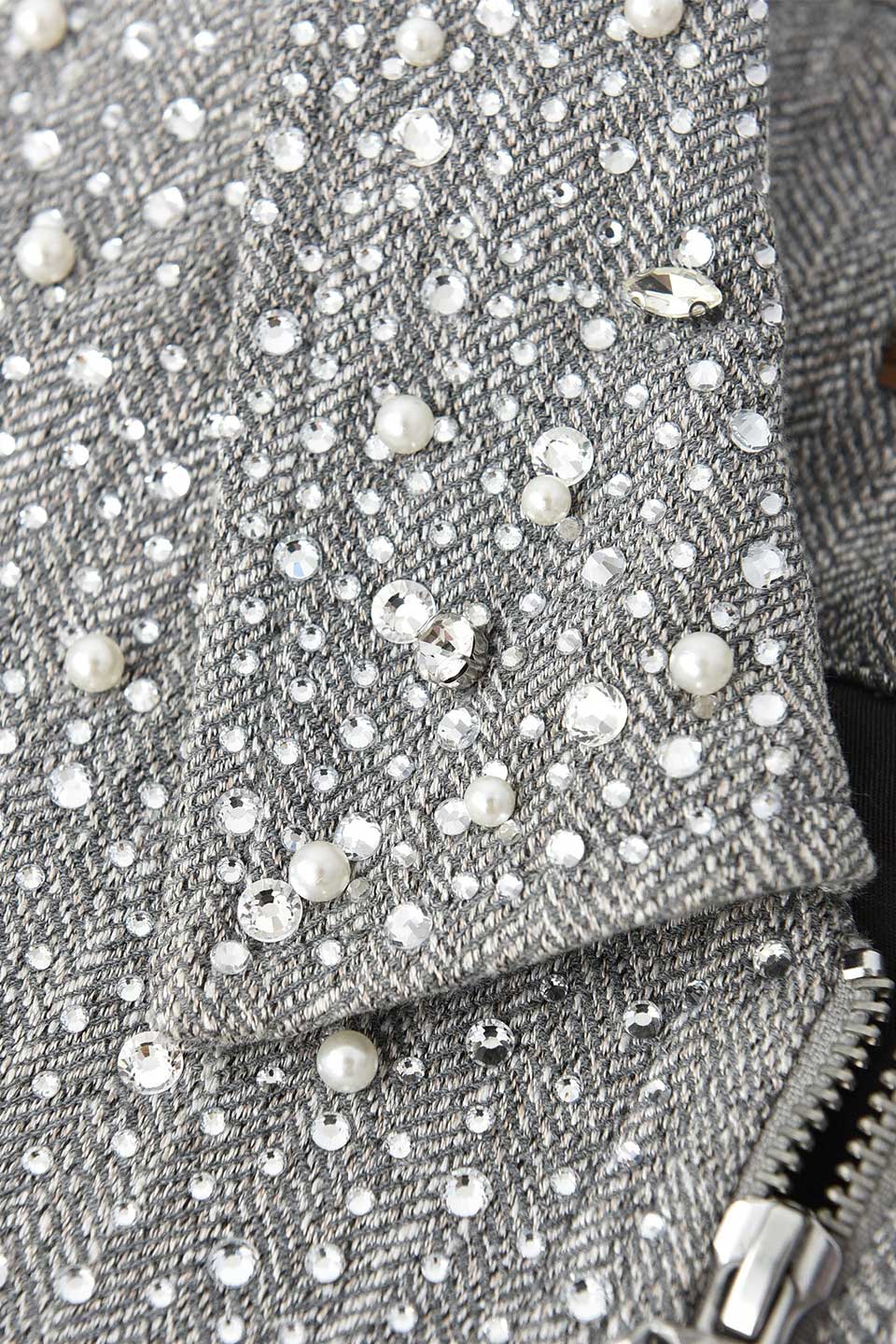 Rhinestone Zipper Jacket