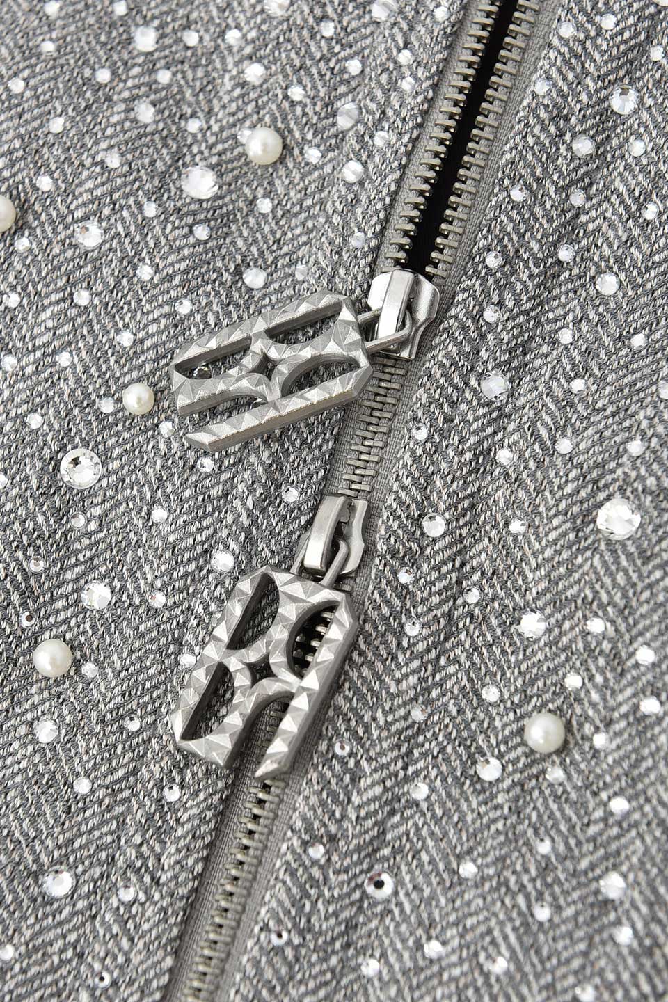 Rhinestone Zipper Jacket