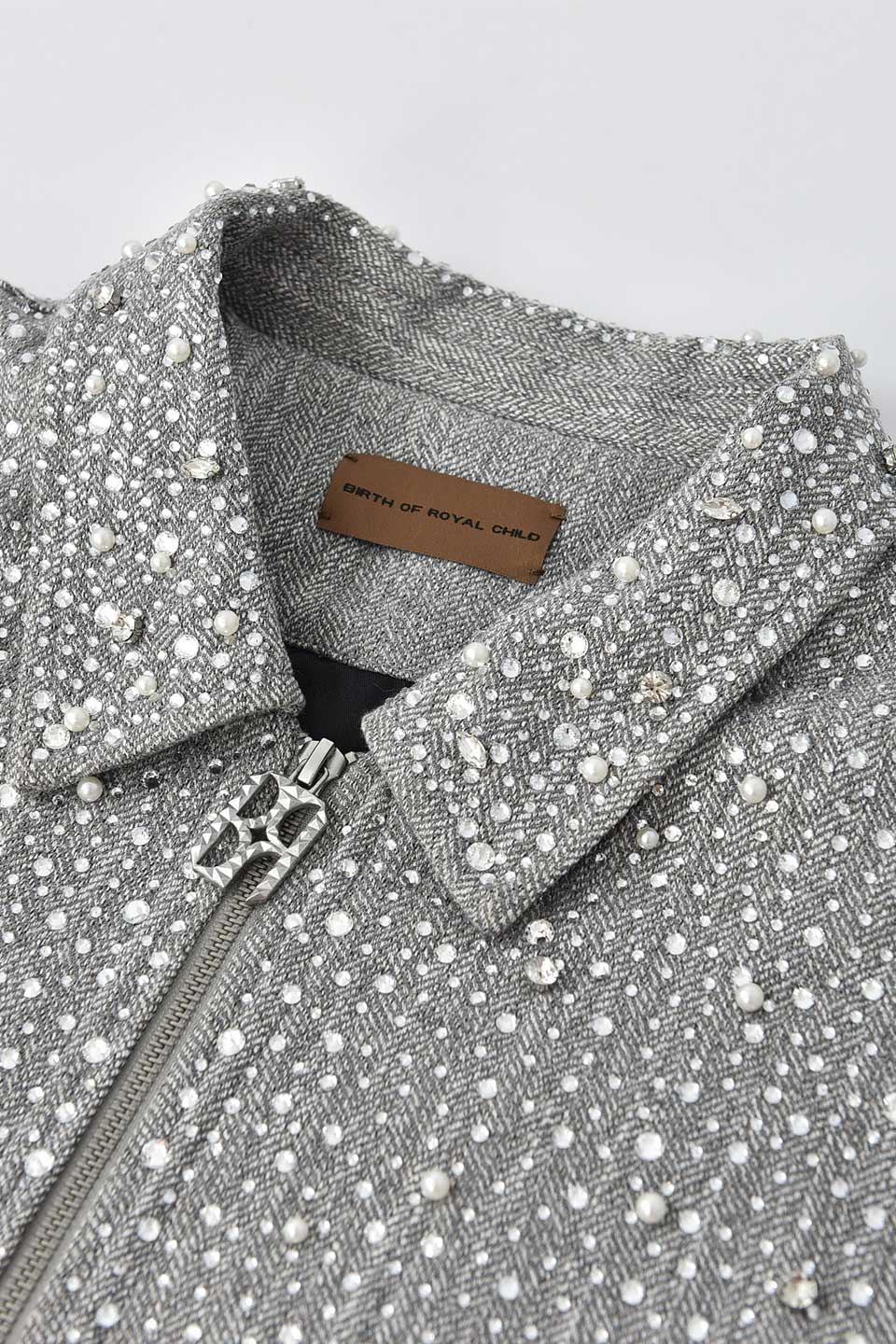 Rhinestone Zipper Jacket