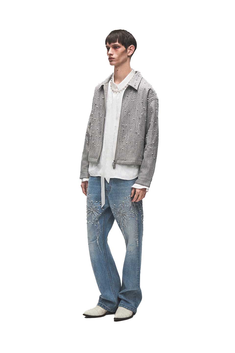 Rhinestone Zipper Jacket