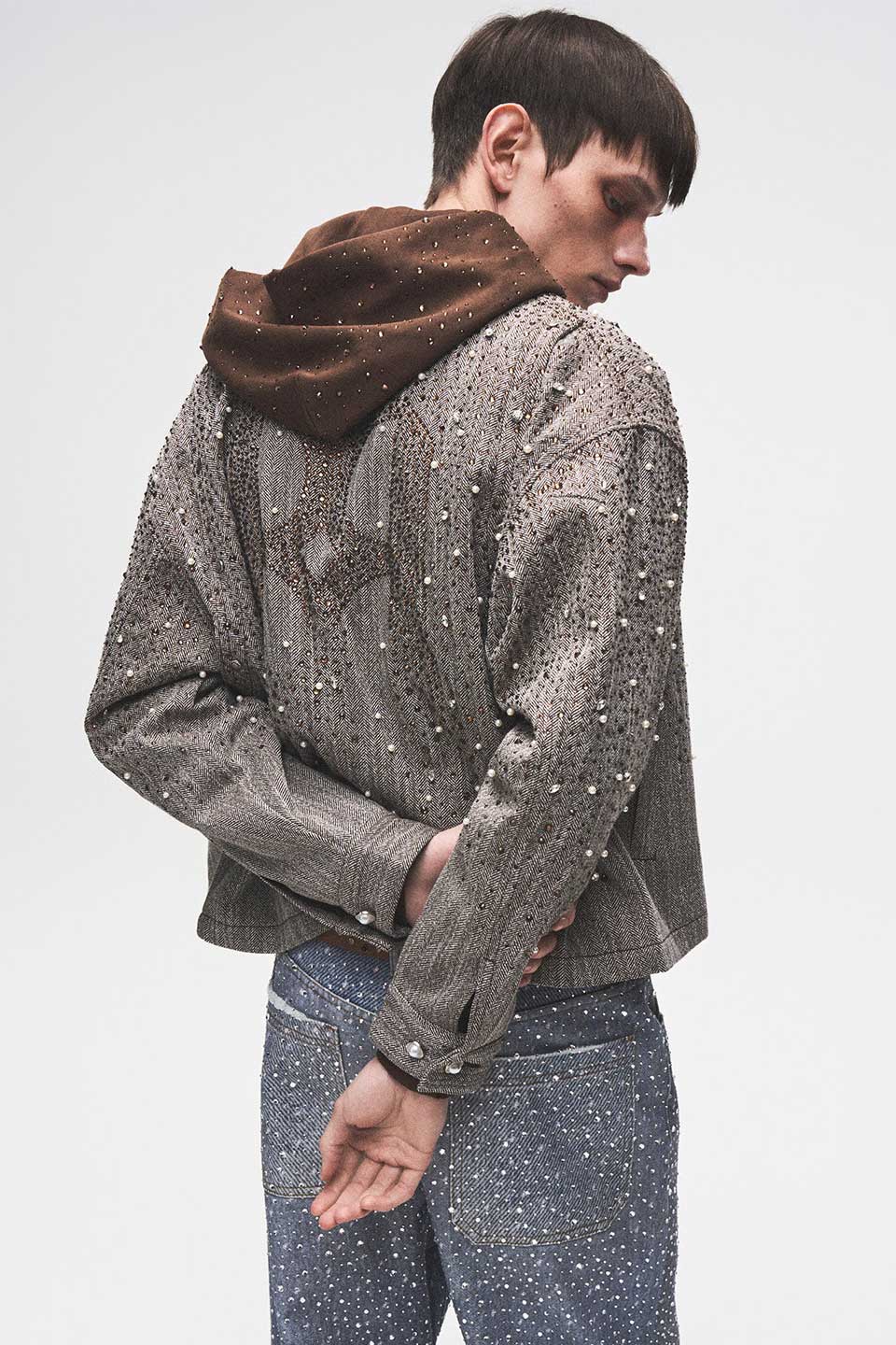 Rhinestone Zipper Jacket