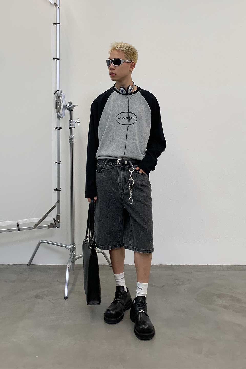 Root-Dyed Mid-Rise Denim Shorts