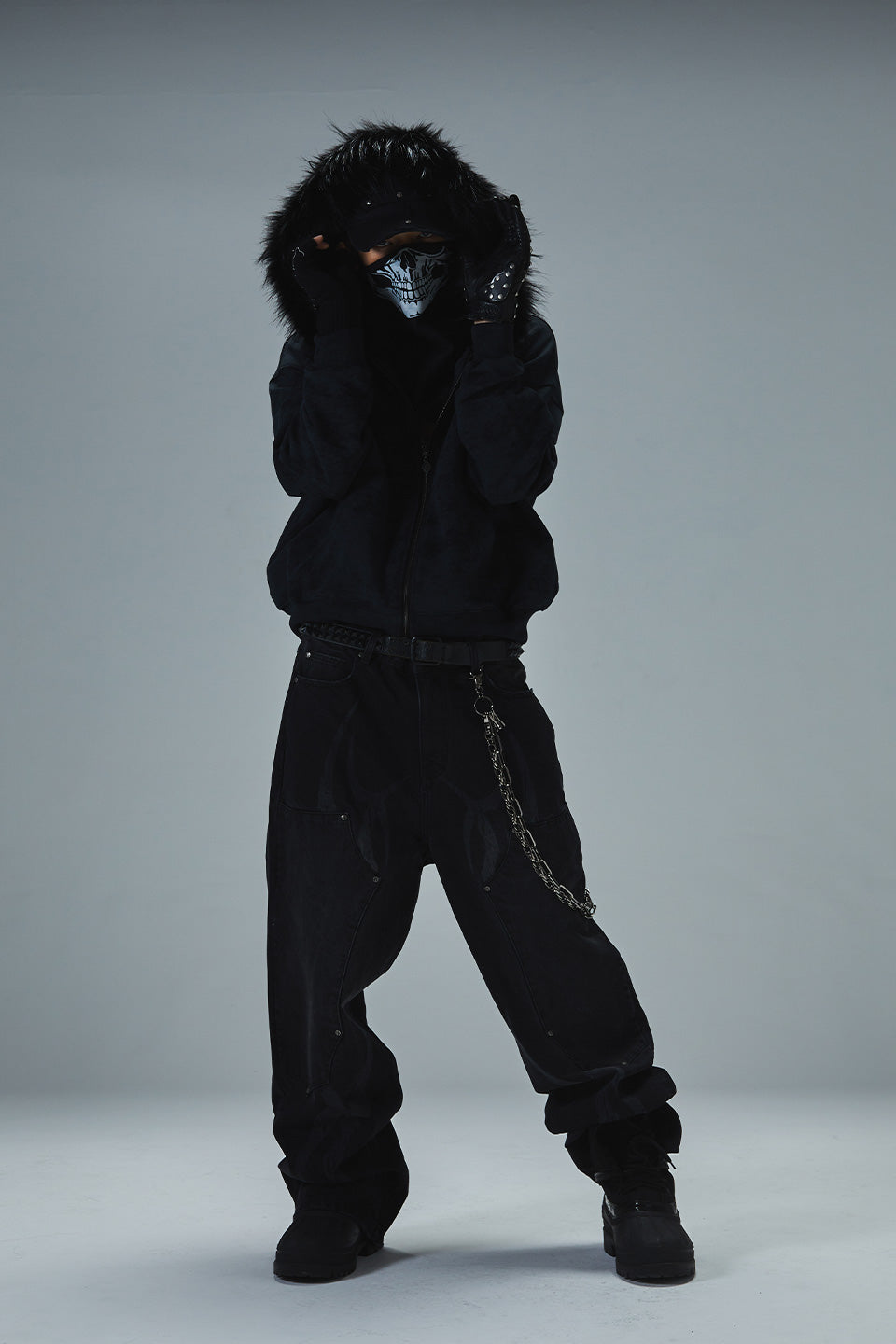 Vintage Wash Tribal Double Knee Baggy Jeans