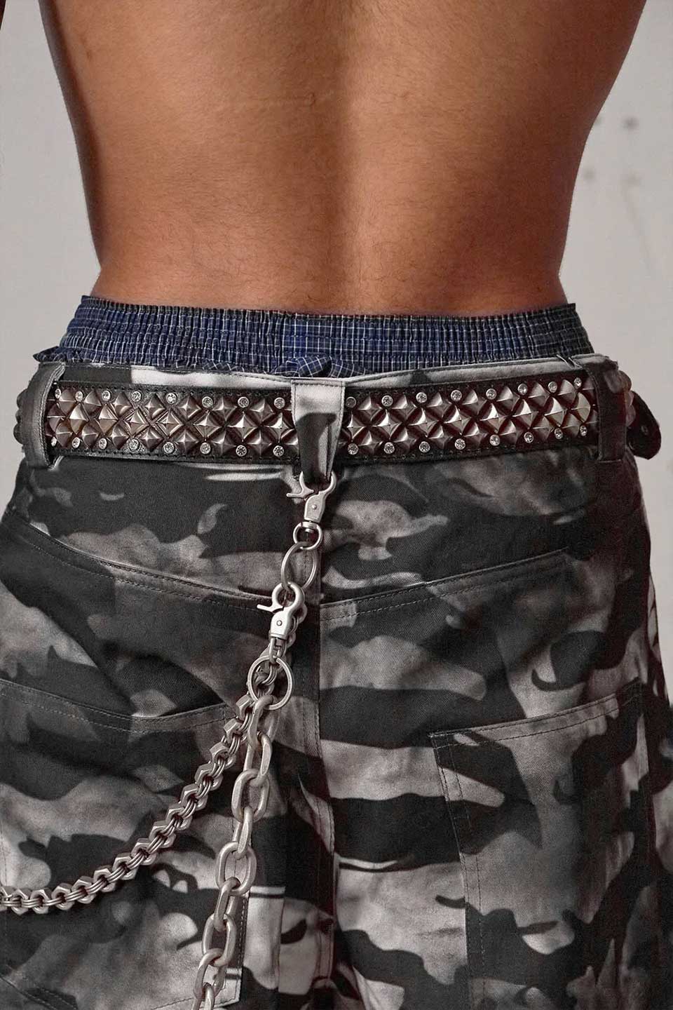 Studded Rhinestone Carved Buckle Leather Belt