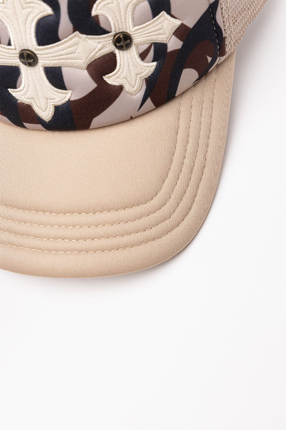 Tribal Camo Cross Leather Patch Mesh Cap