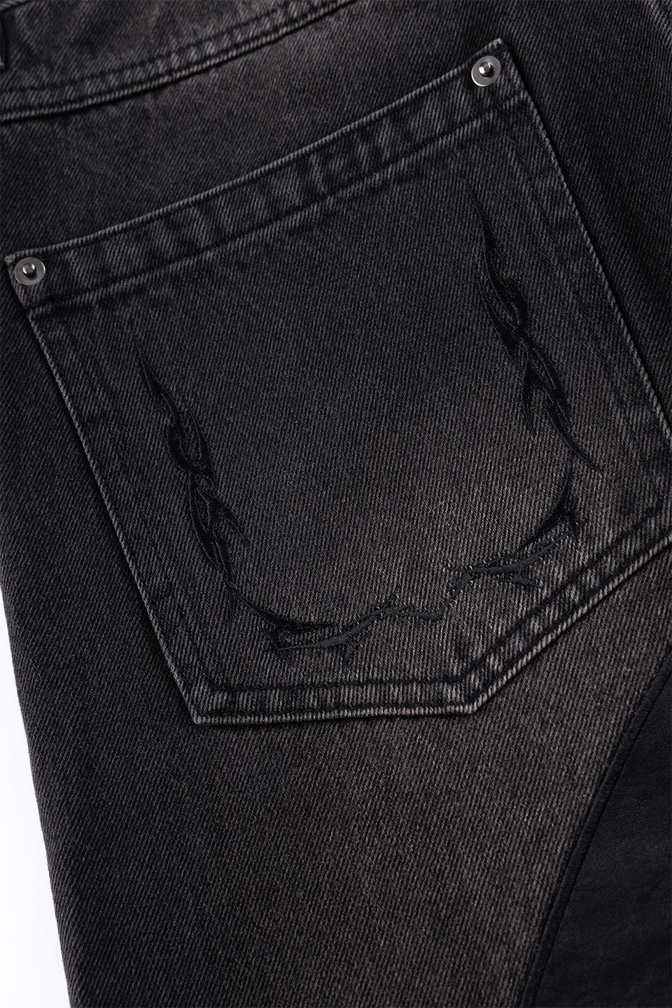Tribal Leather Patch Baggy Denim Jeans