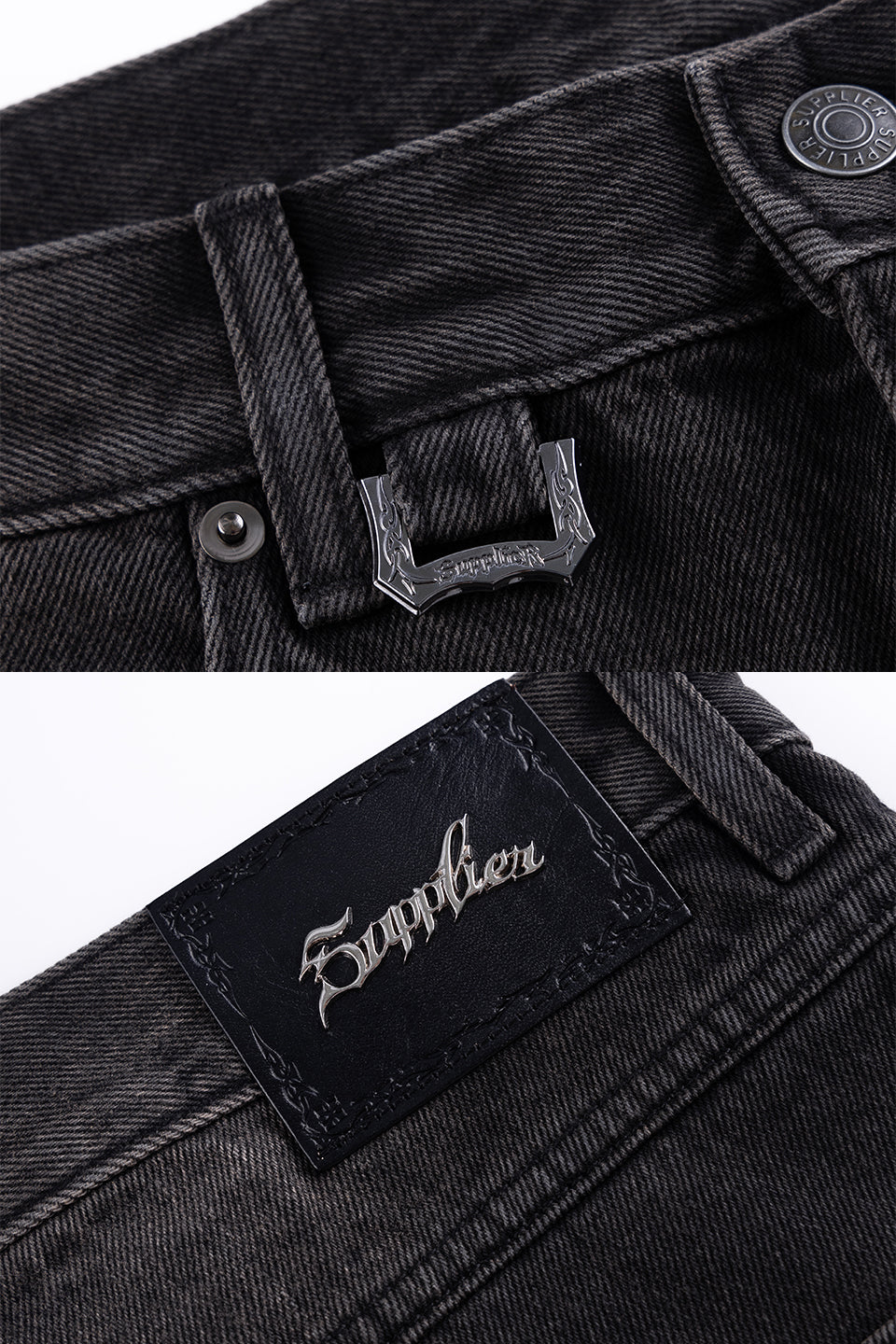 Tribal Leather Patch Baggy Denim Jeans