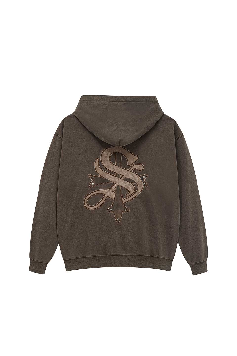 Vintage Wash Studs Cross Hoodie