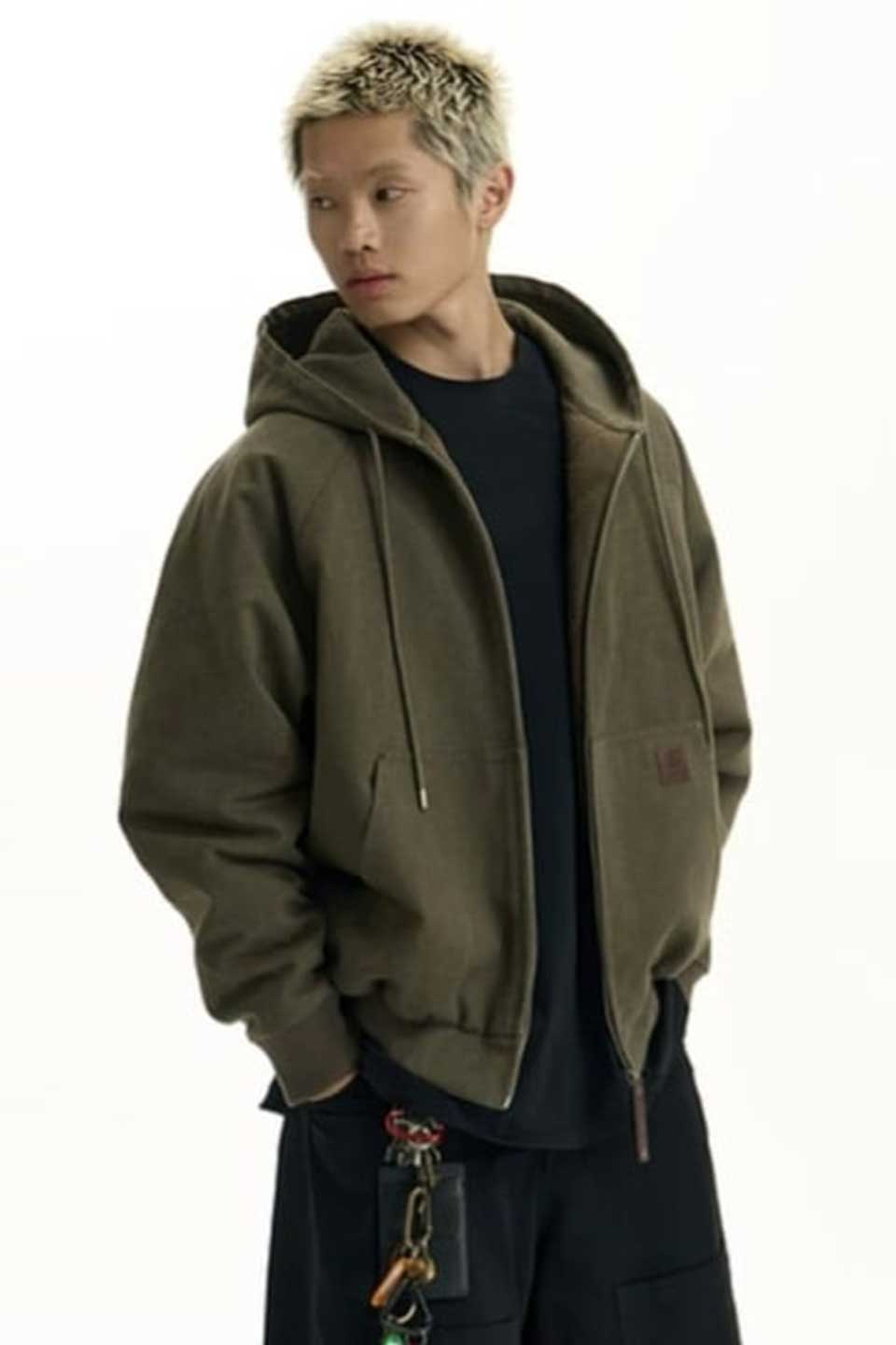 Vintage Washed Hooded Canvas Cotton Hoodie