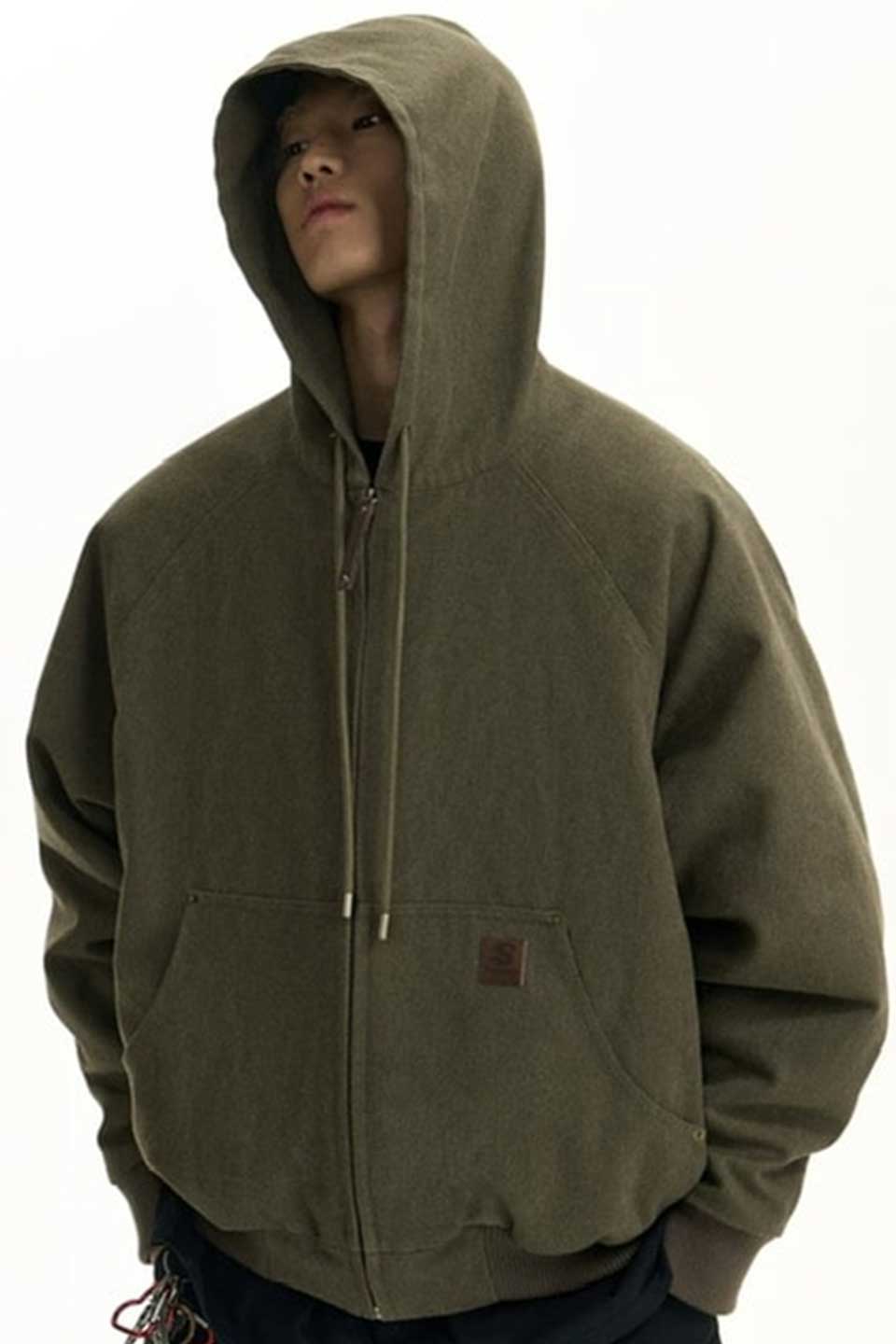 Vintage Washed Hooded Canvas Cotton Hoodie