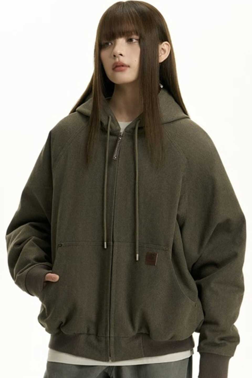 Vintage Washed Hooded Canvas Cotton Hoodie