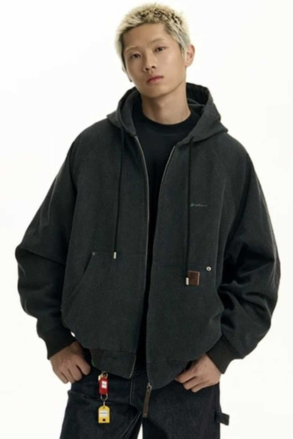 Vintage Washed Hooded Canvas Cotton Hoodie