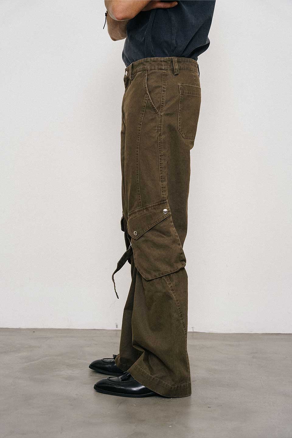 Washed Loose Straight Strap Overalls