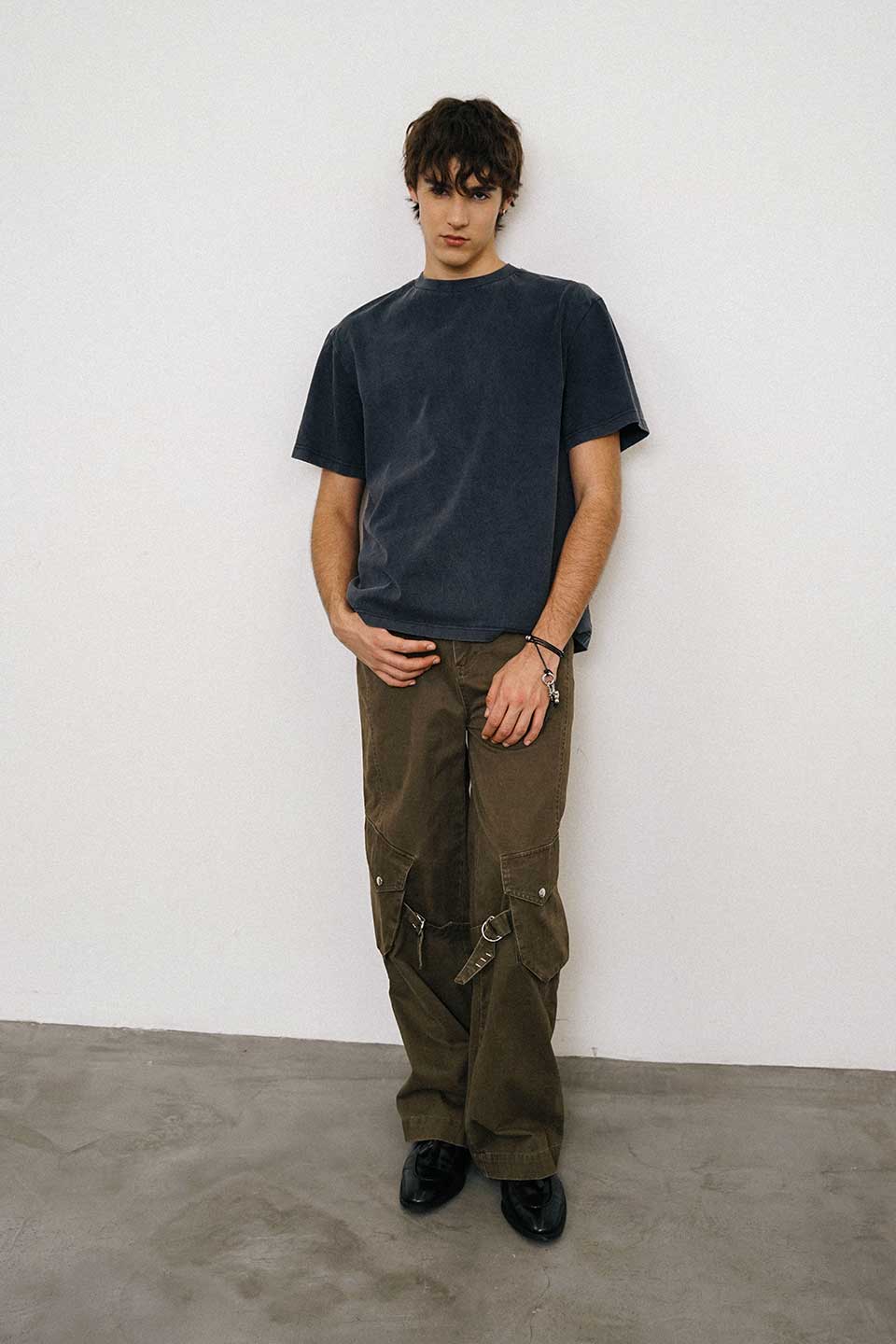 Washed Loose Straight Strap Overalls