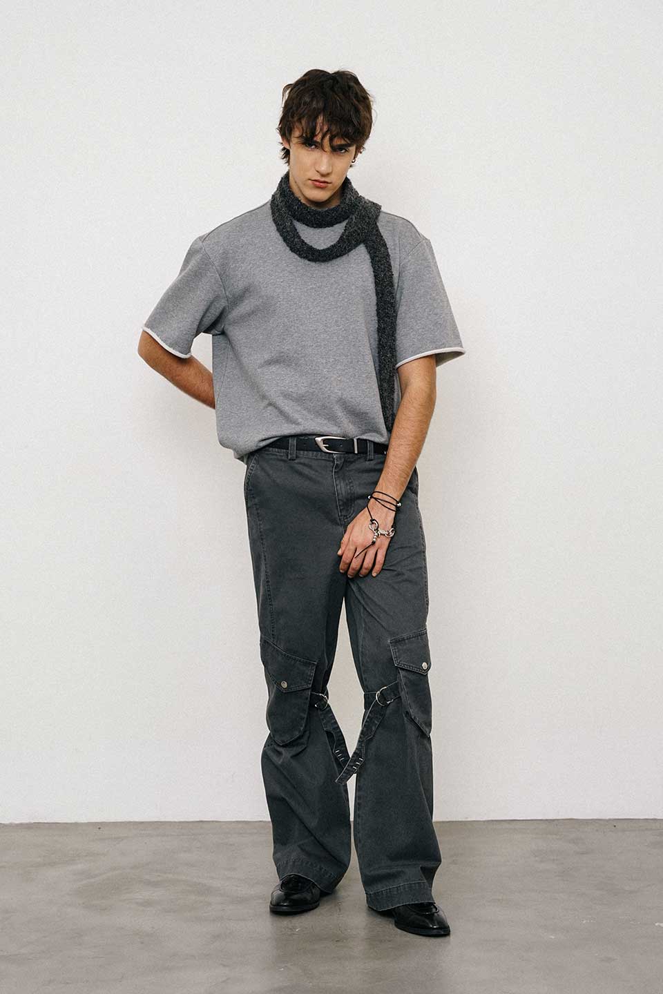 Washed Loose Straight Strap Overalls