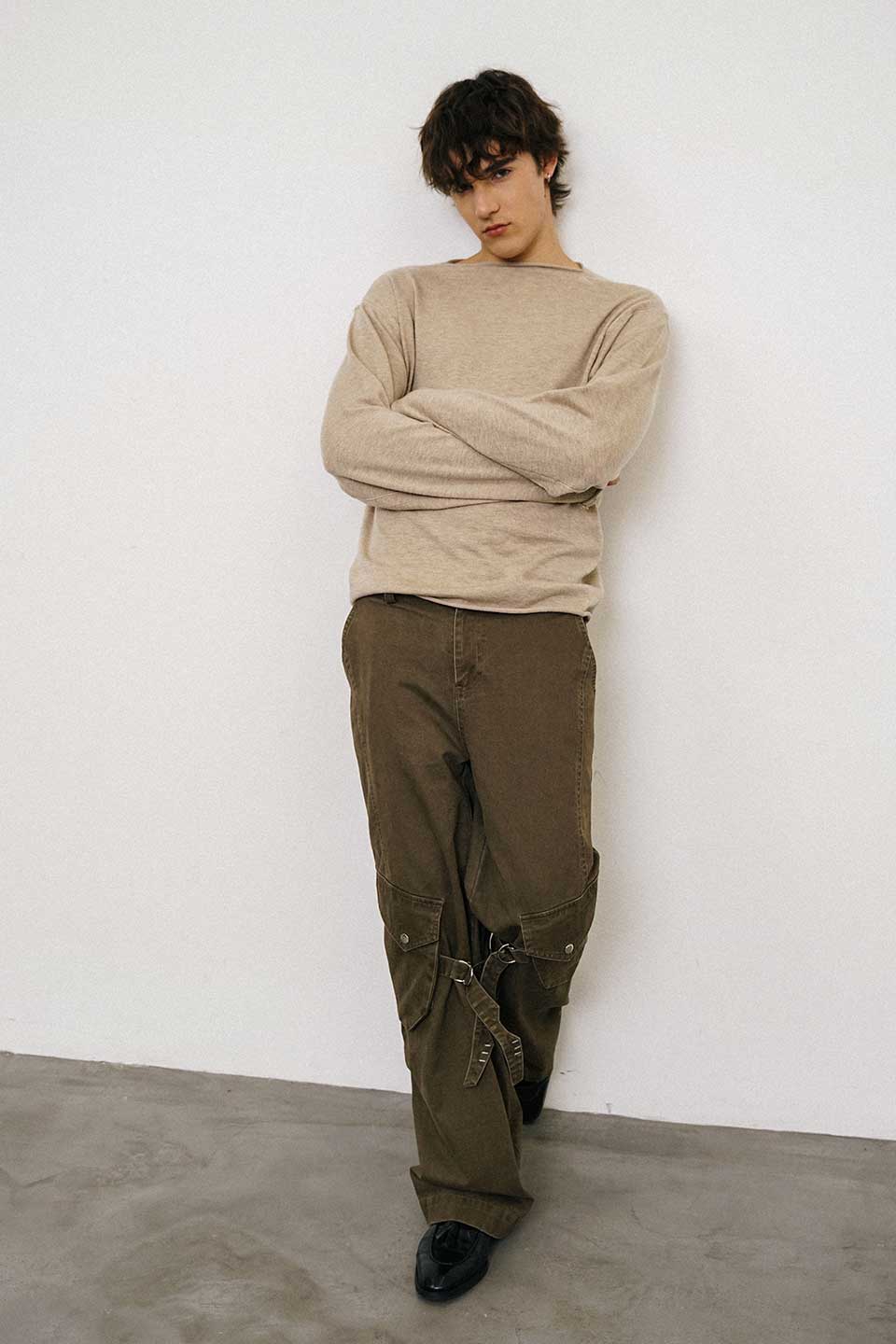 Washed Loose Straight Strap Overalls