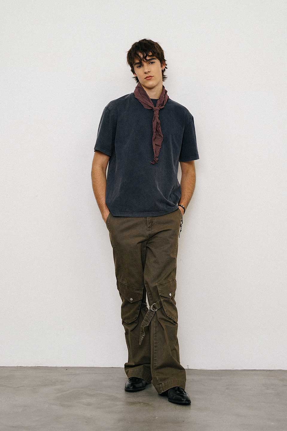 Washed Loose Straight Strap Overalls