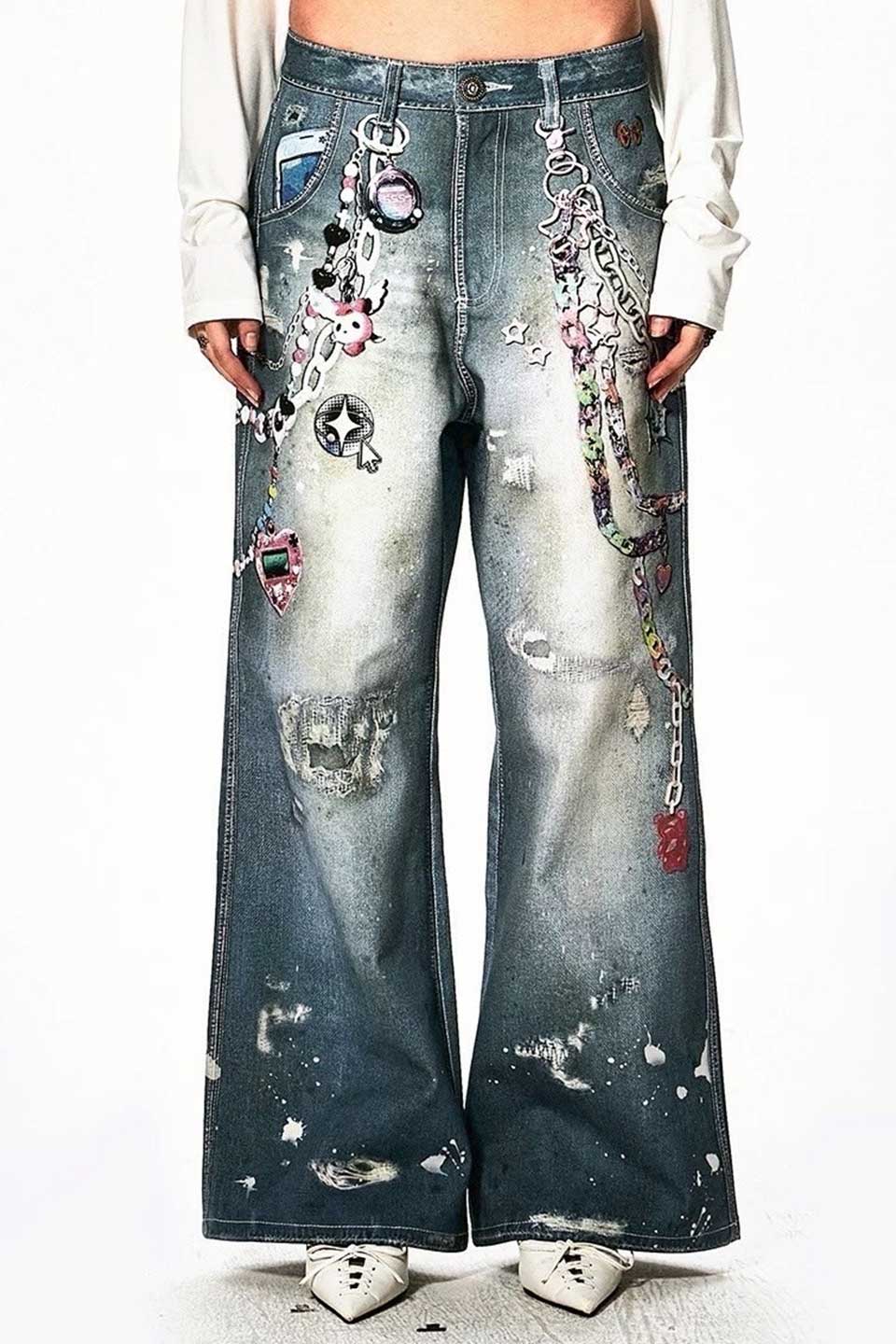 Y2K Cartoon Pendants Print Pants