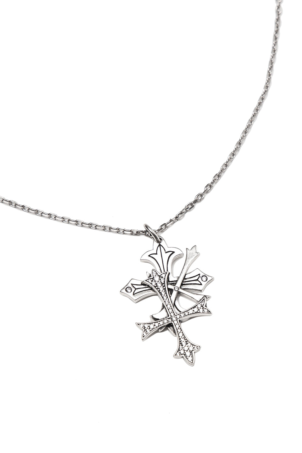 Triple Cross Rhinestone Necklace