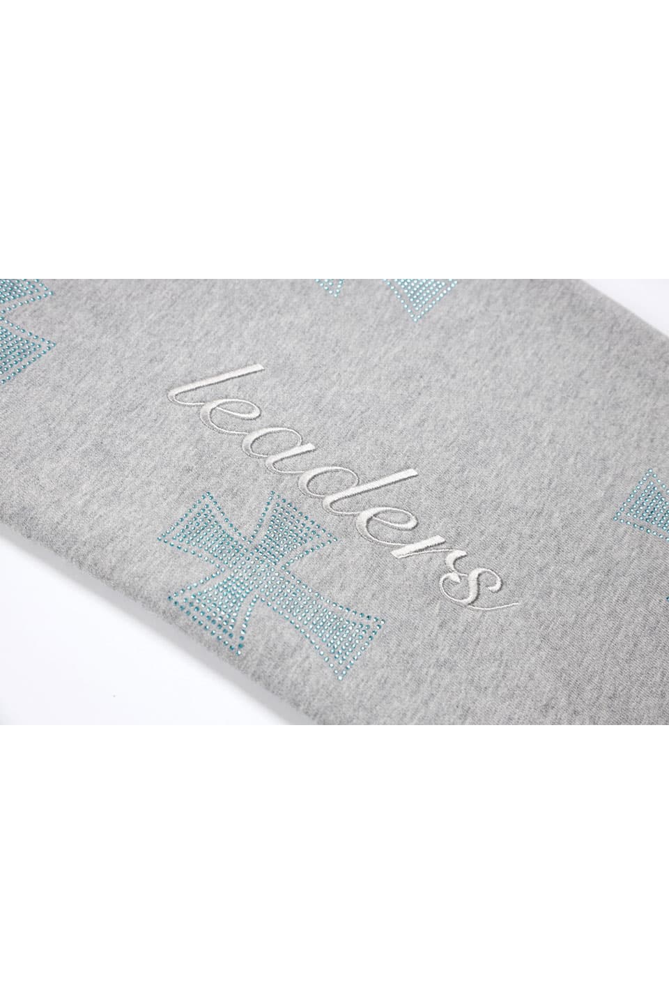 Grey With Baby Blue Crosses Rhinestone Jogger
