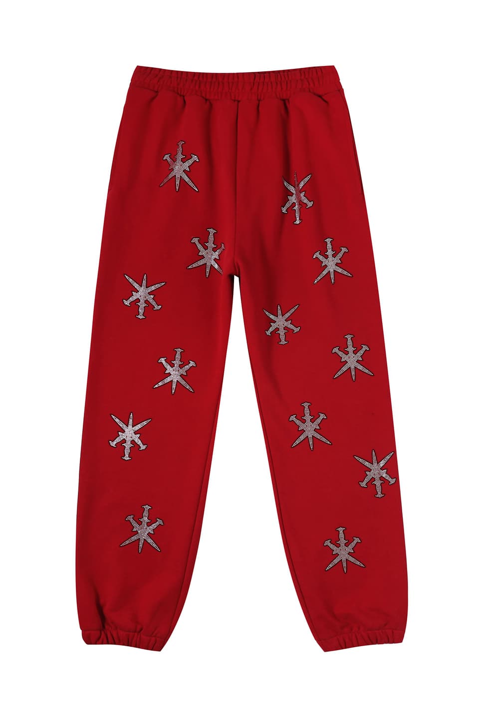 Black Outline Dagger Rhinestone Red Jogger