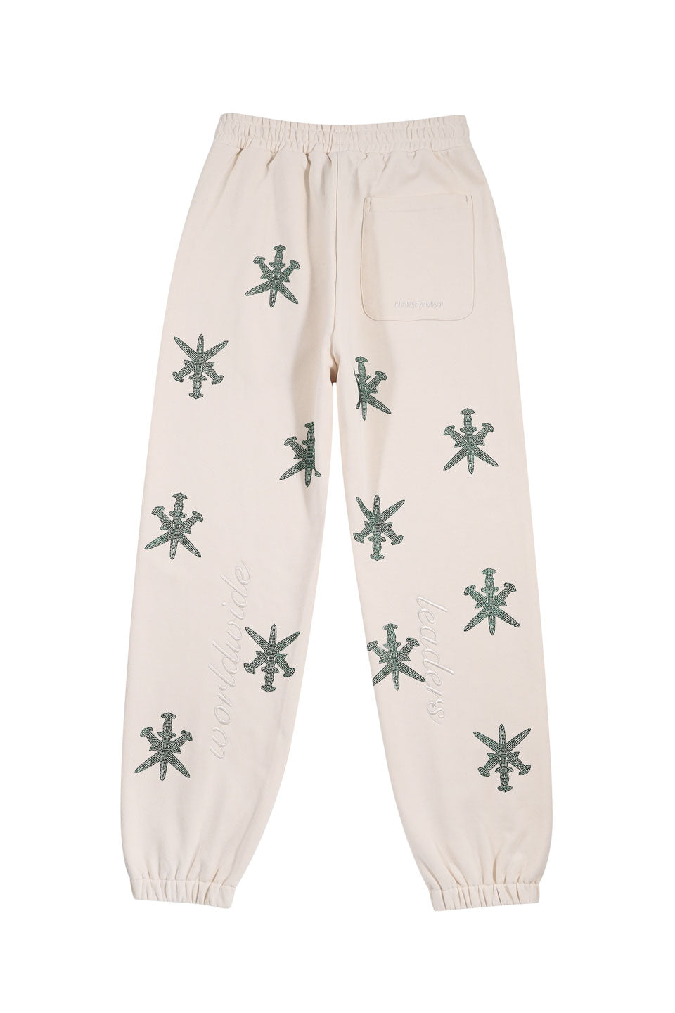 Cream & Green Dagger Rhinestone Joggers