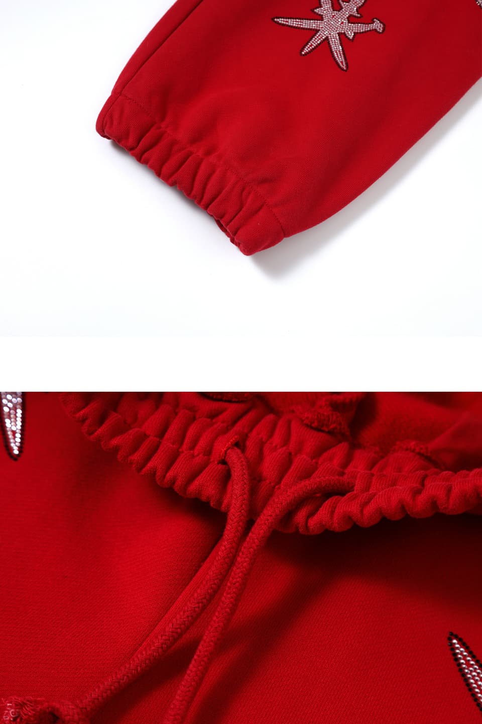 Black Outline Dagger Rhinestone Red Jogger