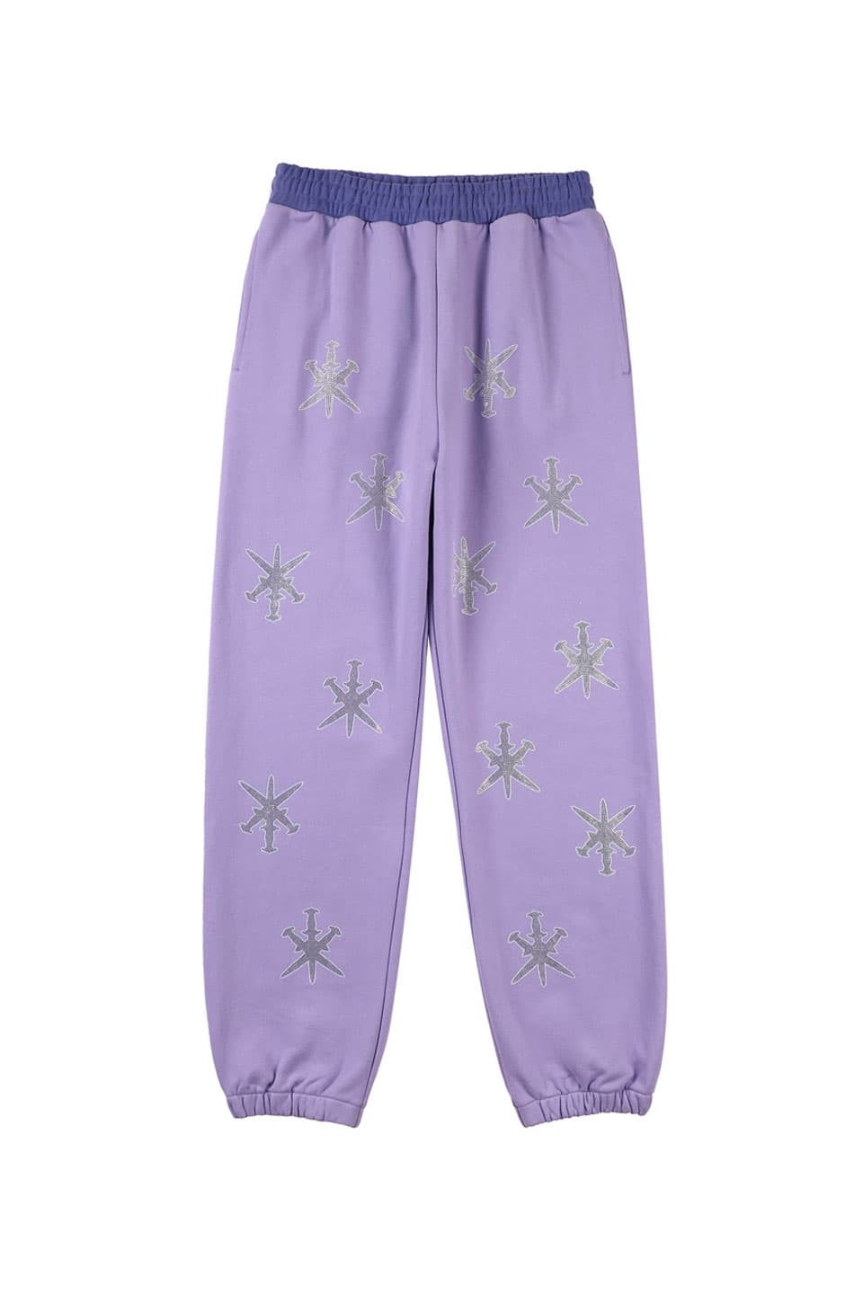 Purple Panel Mix Dagger Rhinestone Jogger