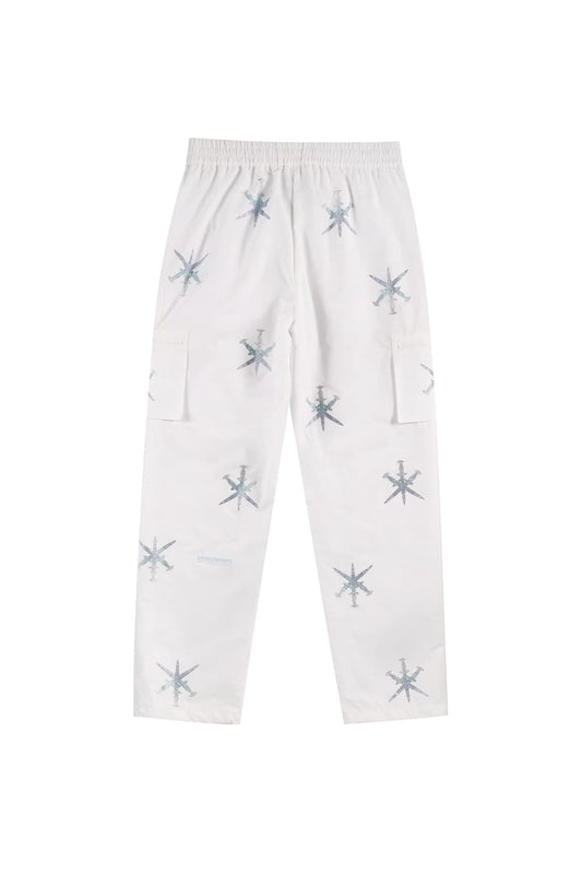 White All Over Dagger Rhinestone Baggy Pants