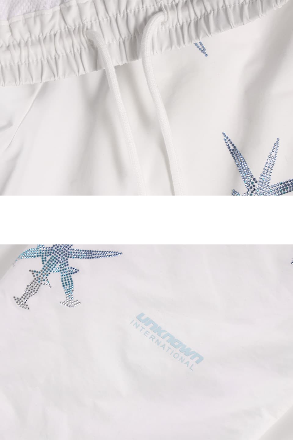 White All Over Dagger Rhinestone Baggy Pants