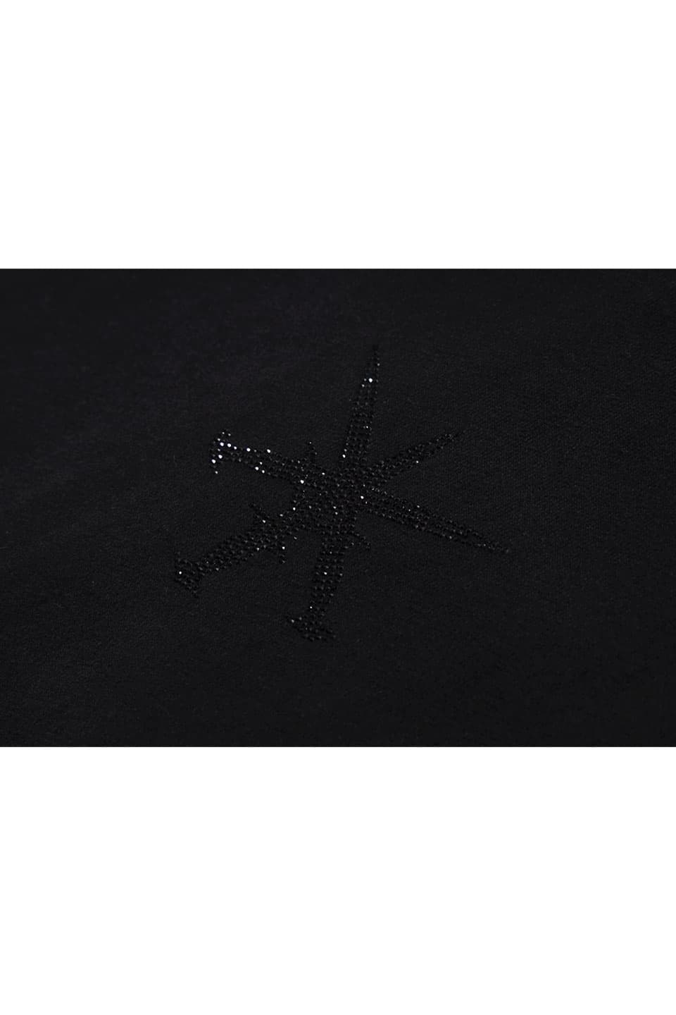 Black & Black Dagger Rhinestone Zip Hoodie