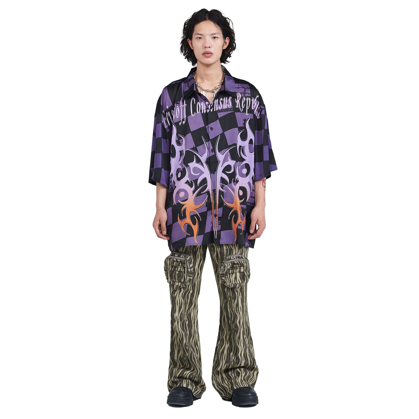 Purple Checkerboard Butterfly Shirt