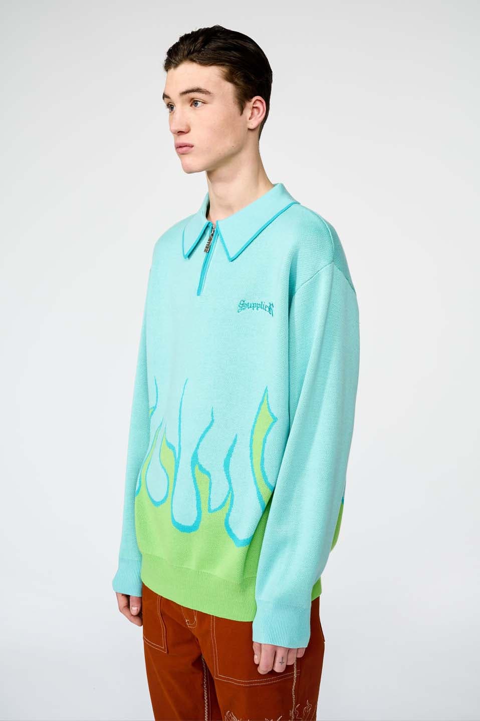 Fire Pattern Half Zip Knit