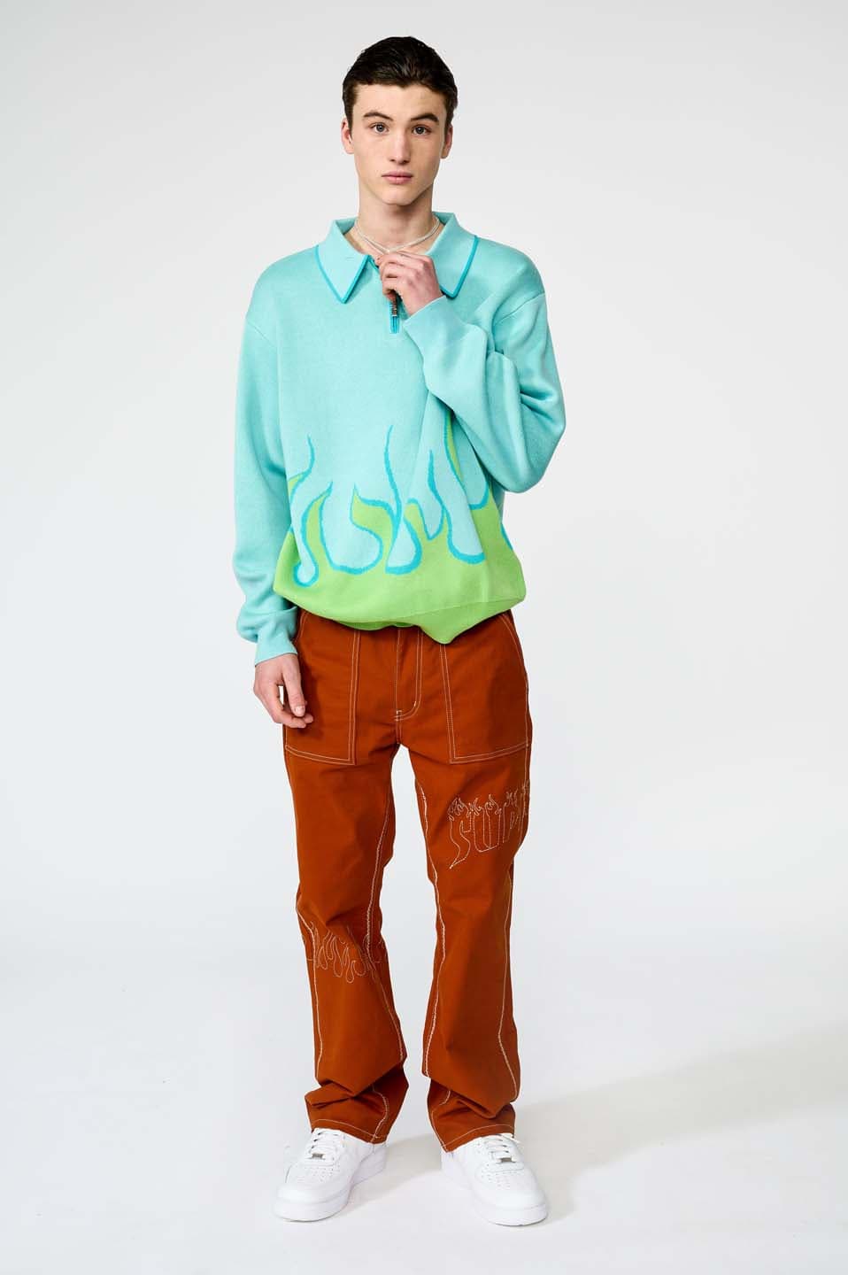 Fire Pattern Half Zip Knit