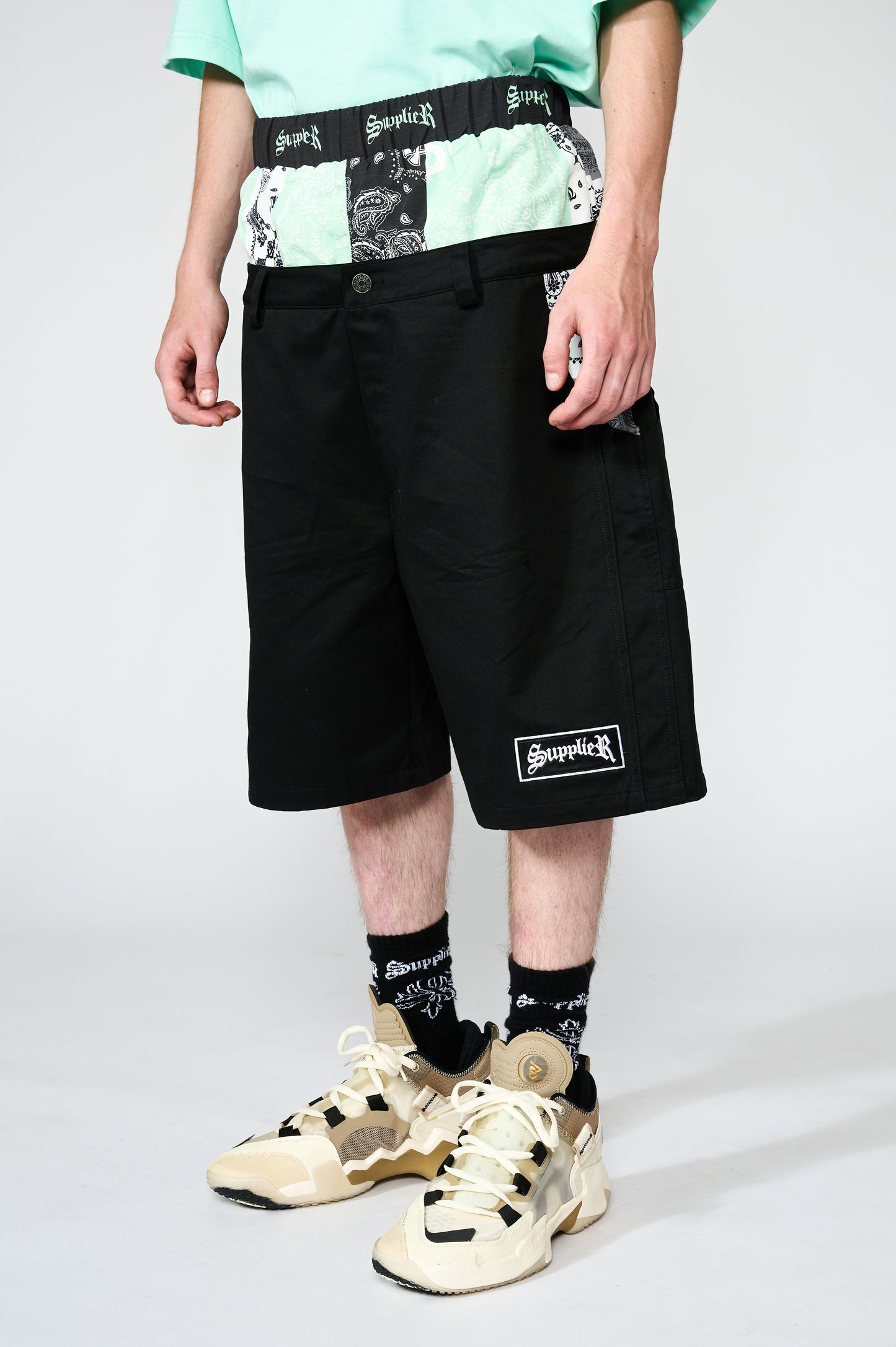 Double Layer Bandana Cargo Shorts