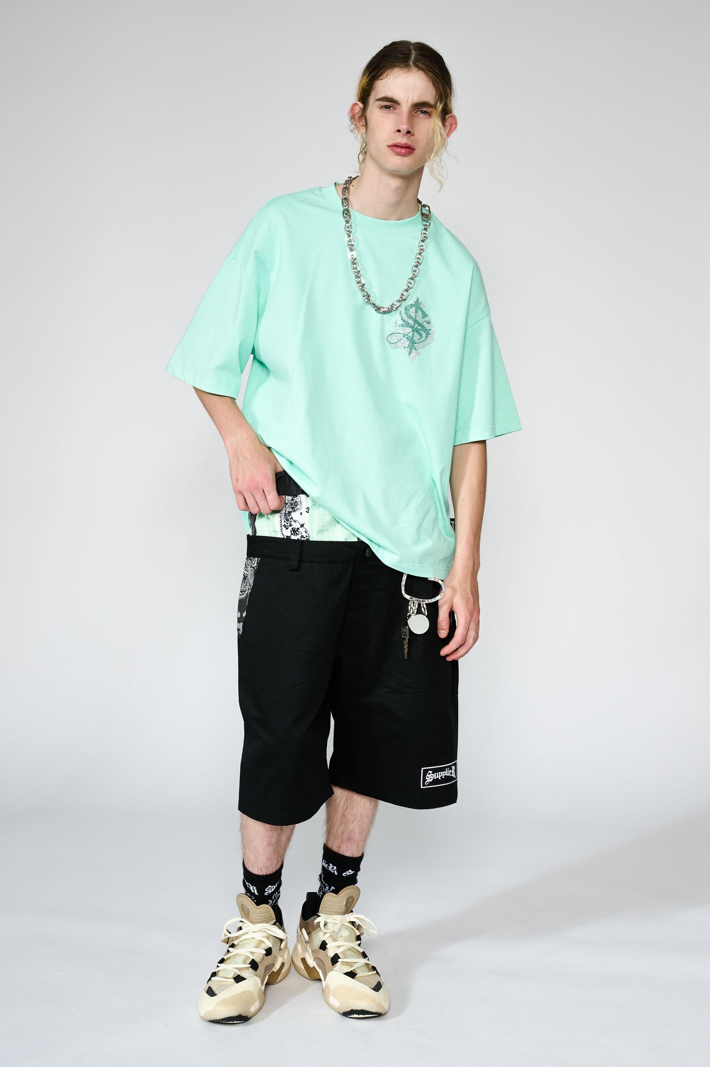 Double Layer Bandana Cargo Shorts