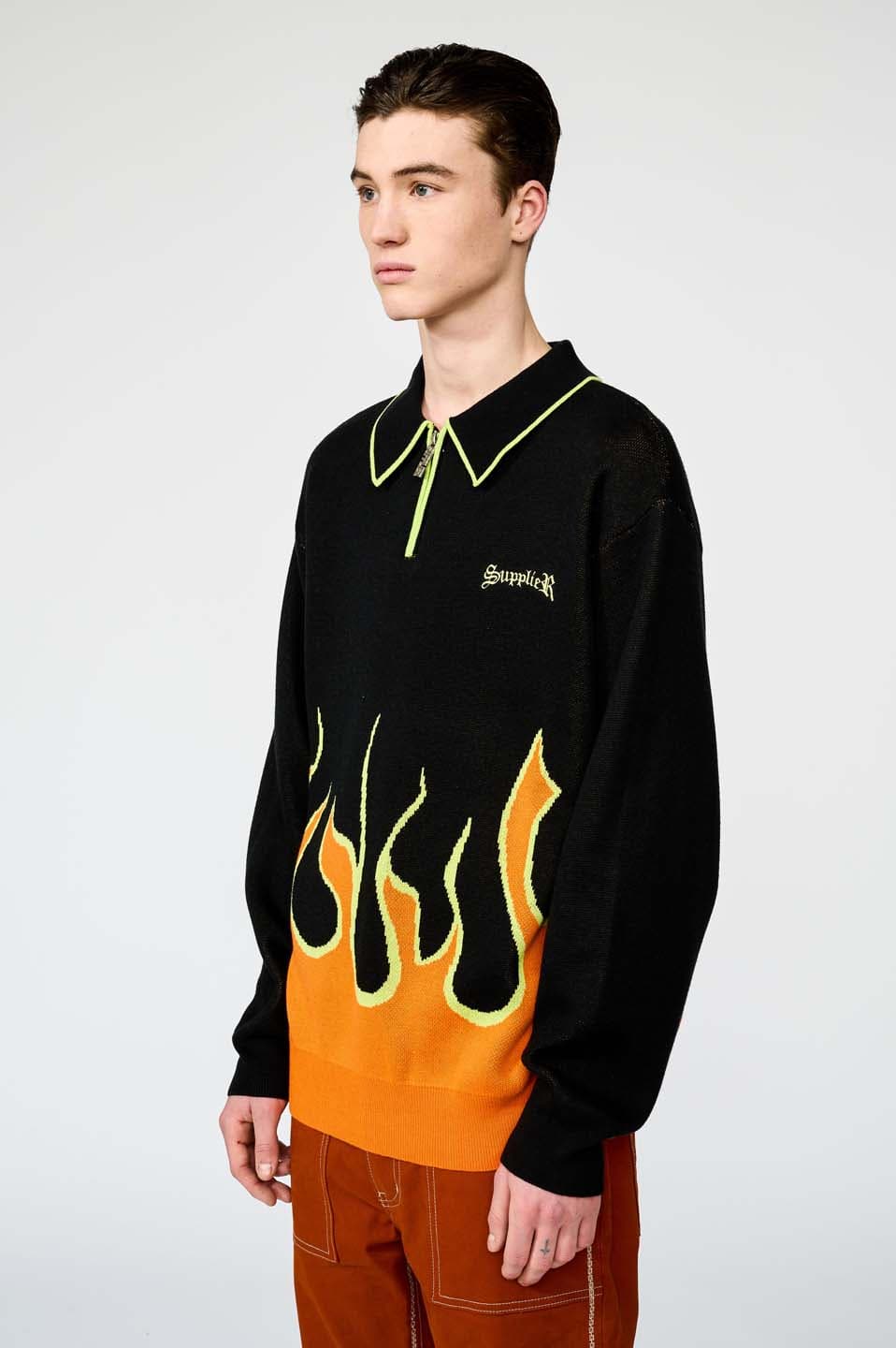 Fire Pattern Half Zip Knit