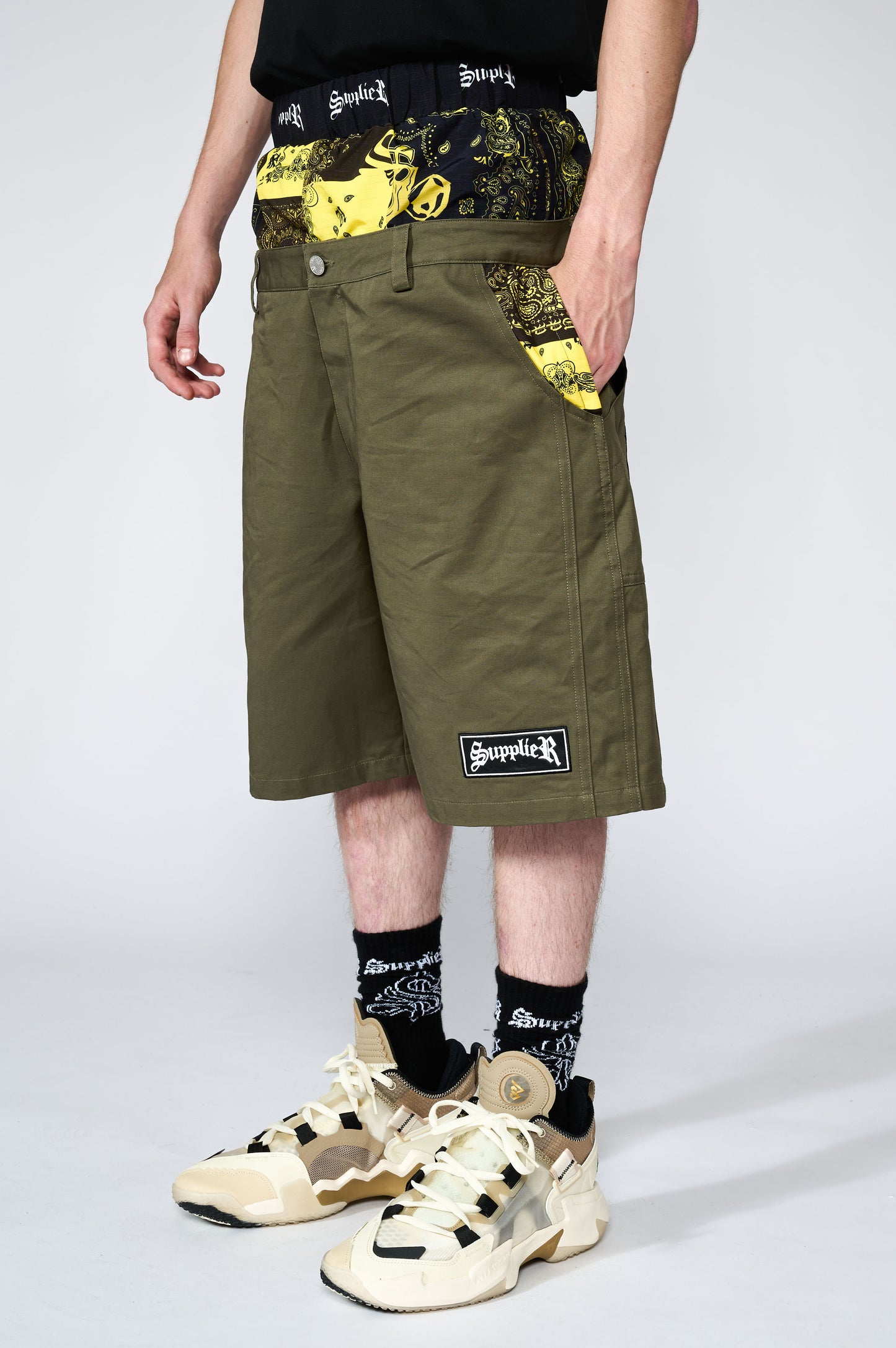 Double Layer Bandana Cargo Shorts