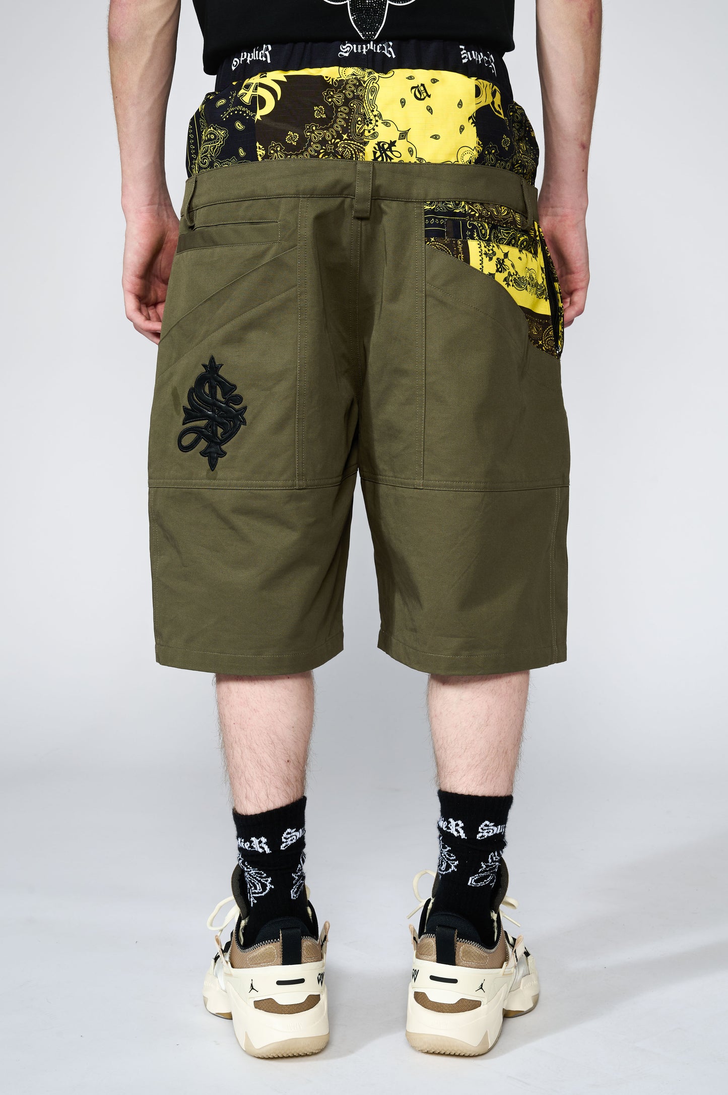 Double Layer Bandana Cargo Shorts