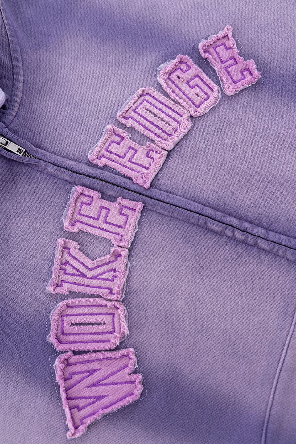 Faded Embroidery Zip Up Hoodie