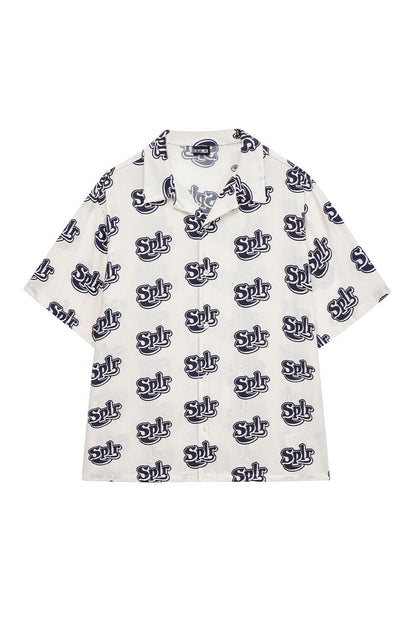 Allover Logo Open Collar Shirt