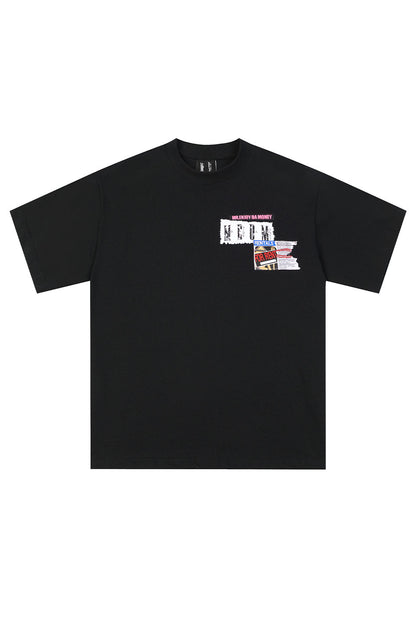 Patch embroidery short -sleeved Tee