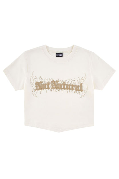 NOT NATURAL Cropped T-Shirt Off White