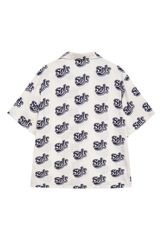 Allover Logo Open Collar Shirt