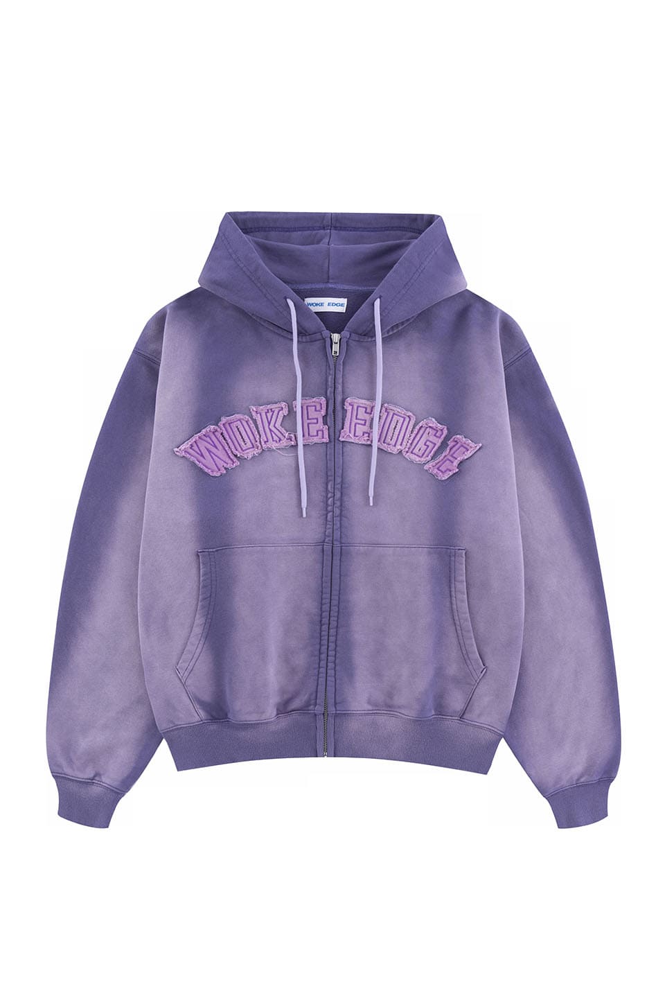 Faded Embroidery Zip Up Hoodie