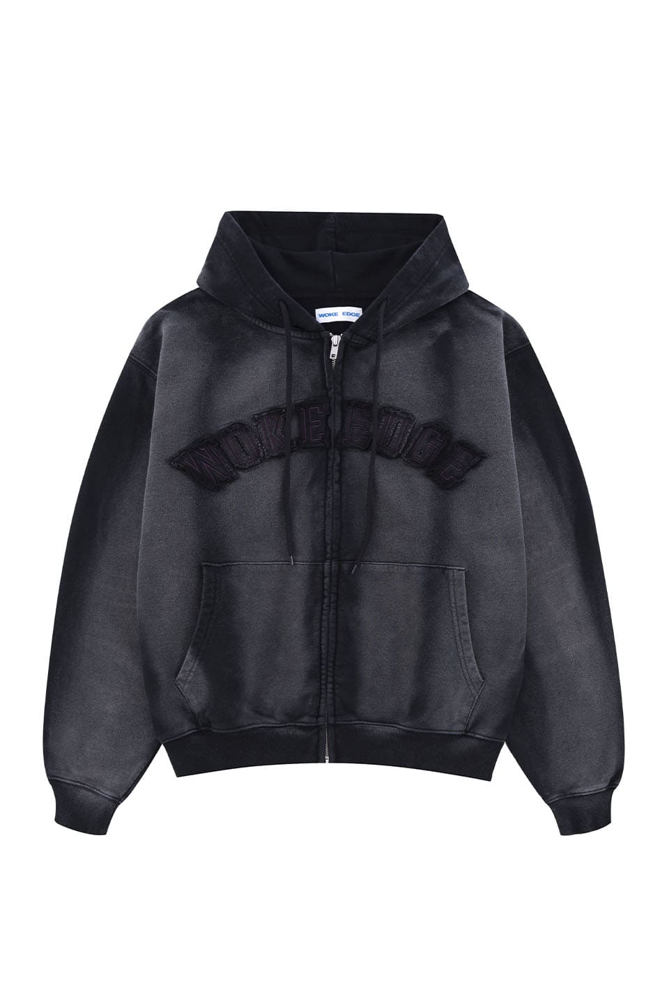 Faded Embroidery Zip Up Hoodie