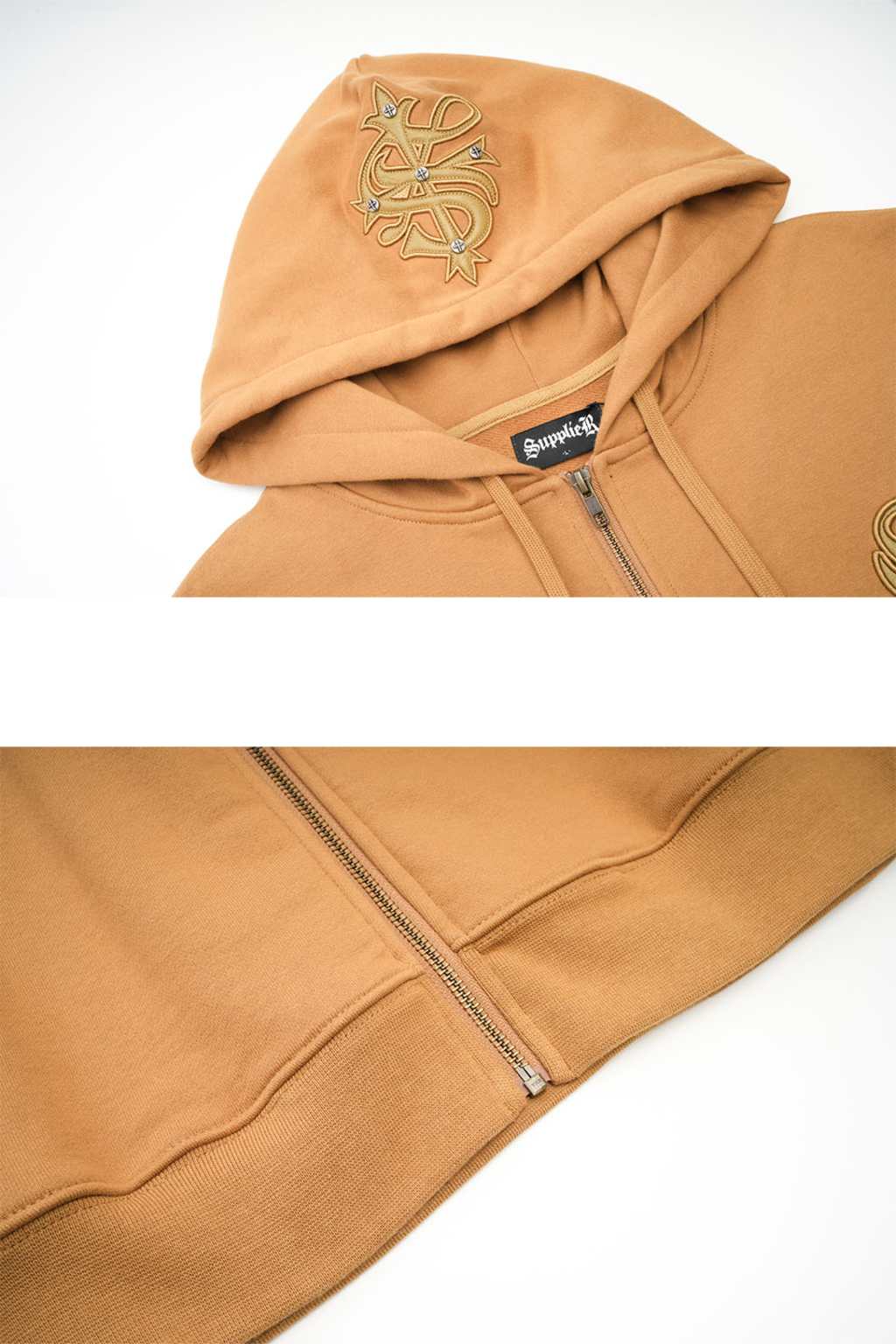 Cross Leather Patch Zip Hoodie｜SUPPLIER｜フーディー